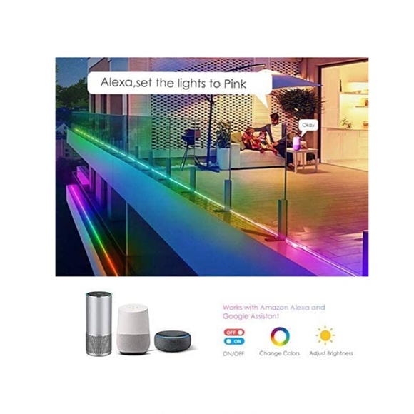 NEW Smart WiFi LED Light Strips Compatible with Alexa, 32.8ft Music Sync - Picture 4 of 7